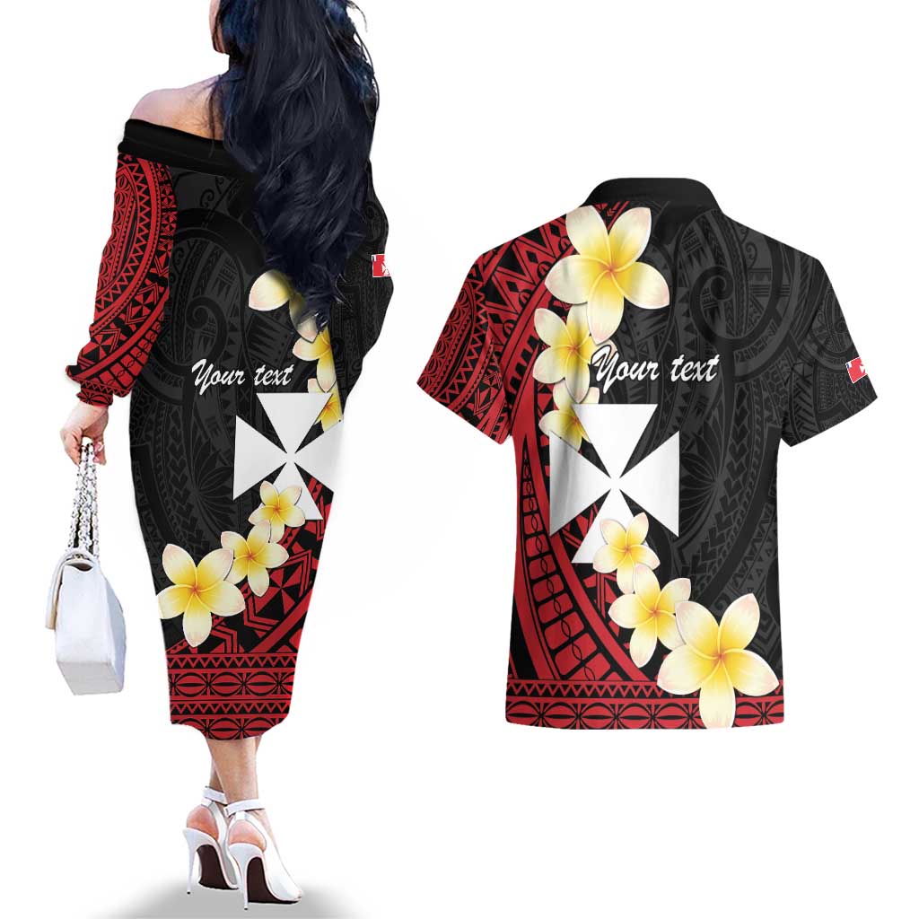 Uvea Chiefdom Wallis and Futuna Personalized Couples Matching Off The Shoulder Long Sleeve Dress and Hawaiian Shirt Frangipani Flowers Polynesian Pattern LT9 - Polynesian Pride