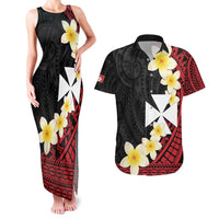 Uvea Chiefdom Wallis and Futuna Personalized Couples Matching Tank Maxi Dress and Hawaiian Shirt Frangipani Flowers Polynesian Pattern LT9 Red - Polynesian Pride