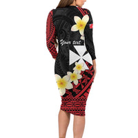 Uvea Chiefdom Wallis and Futuna Personalized Family Matching Long Sleeve Bodycon Dress and Hawaiian Shirt Frangipani Flowers Polynesian Pattern LT9 - Polynesian Pride