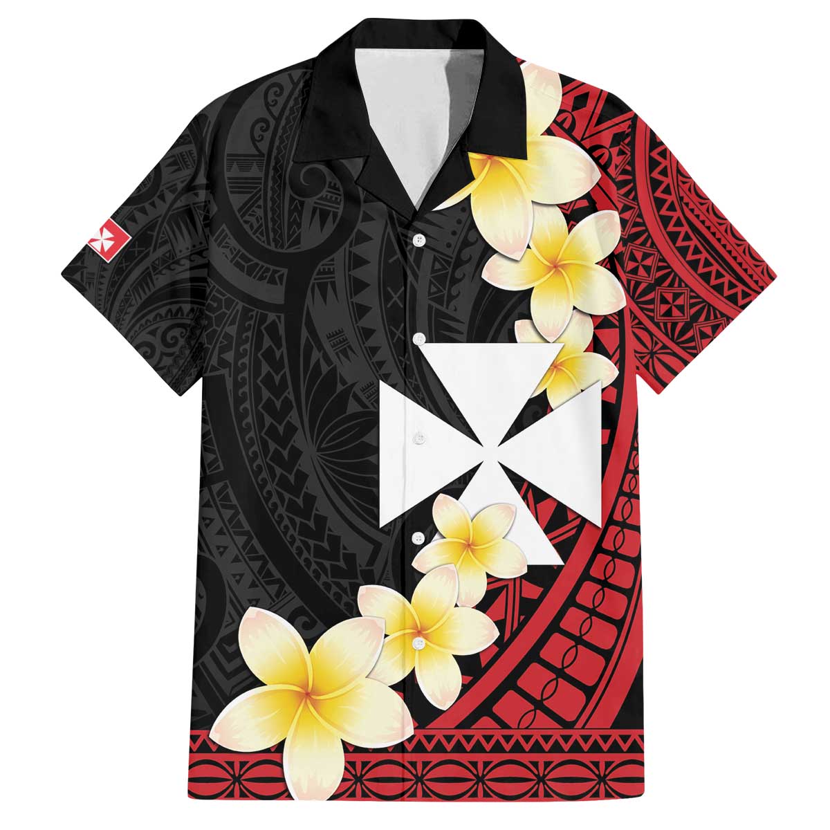 Uvea Chiefdom Wallis and Futuna Personalized Family Matching Off The Shoulder Long Sleeve Dress and Hawaiian Shirt Frangipani Flowers Polynesian Pattern LT9 Dad's Shirt - Short Sleeve Red - Polynesian Pride