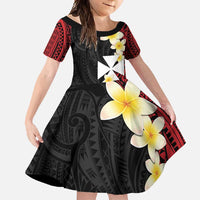 Uvea Chiefdom Wallis and Futuna Personalized Family Matching Off Shoulder Maxi Dress and Hawaiian Shirt Frangipani Flowers Polynesian Pattern LT9 Daughter's Dress Red - Polynesian Pride