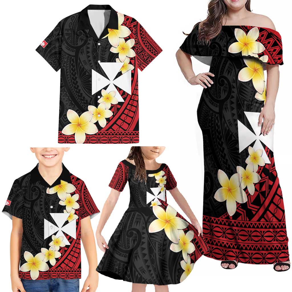 Uvea Chiefdom Wallis and Futuna Personalized Family Matching Off Shoulder Maxi Dress and Hawaiian Shirt Frangipani Flowers Polynesian Pattern LT9 - Polynesian Pride