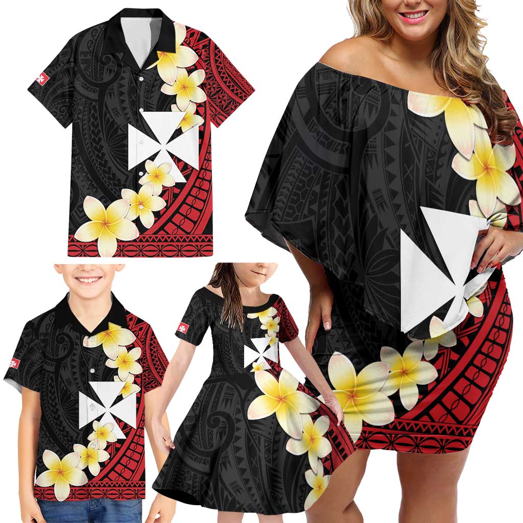 Uvea Chiefdom Wallis and Futuna Personalized Family Matching Off Shoulder Short Dress and Hawaiian Shirt Frangipani Flowers Polynesian Pattern LT9 - Polynesian Pride
