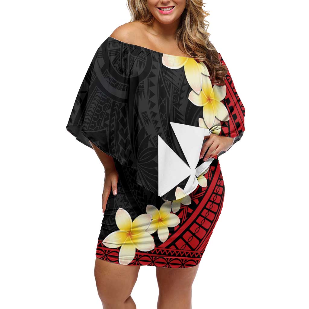 Uvea Chiefdom Wallis and Futuna Personalized Family Matching Off Shoulder Short Dress and Hawaiian Shirt Frangipani Flowers Polynesian Pattern LT9 Mom's Dress Red - Polynesian Pride