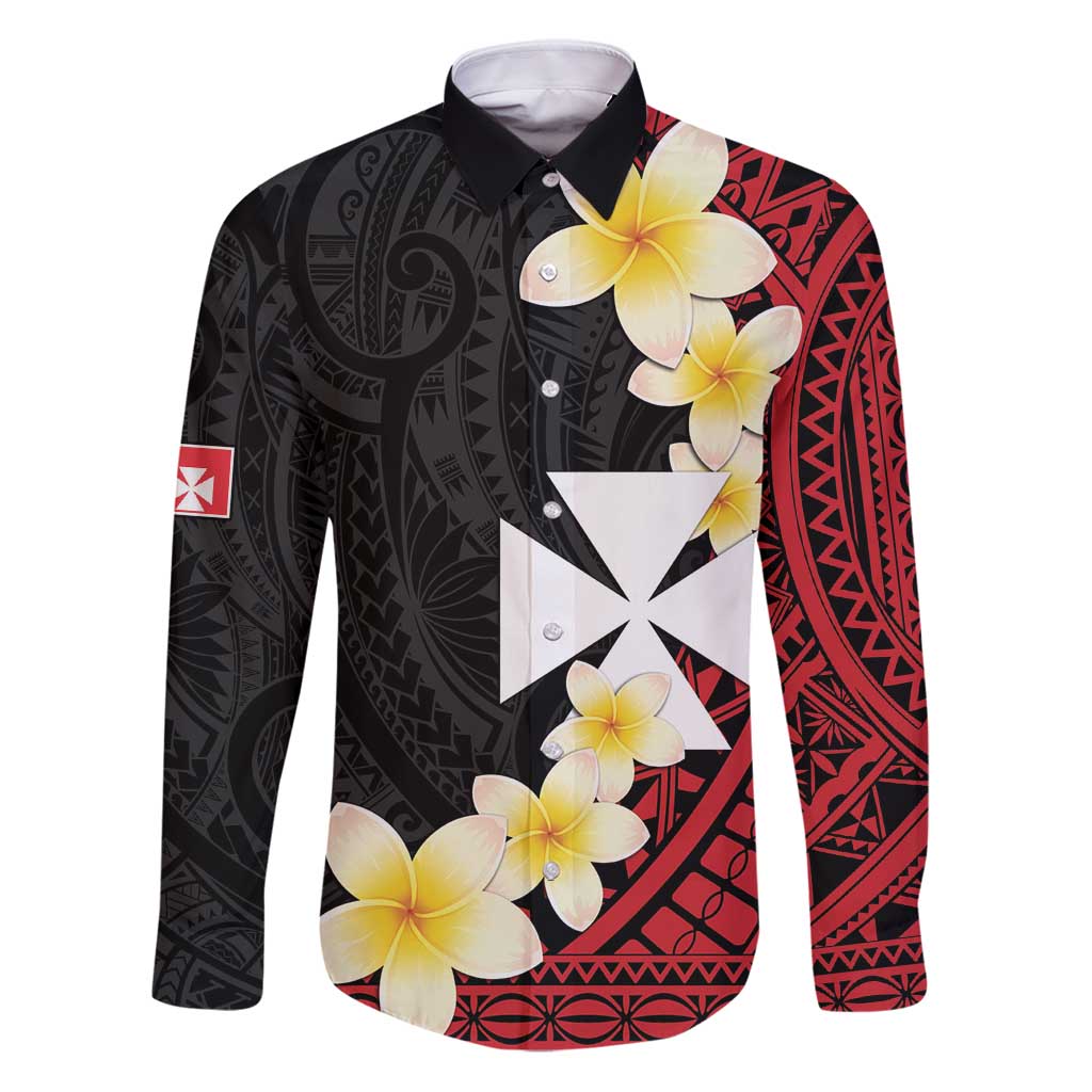 Uvea Chiefdom Wallis and Futuna Personalized Family Matching Puletasi and Hawaiian Shirt Frangipani Flowers Polynesian Pattern LT9 Dad's Shirt - Long Sleeve Red - Polynesian Pride