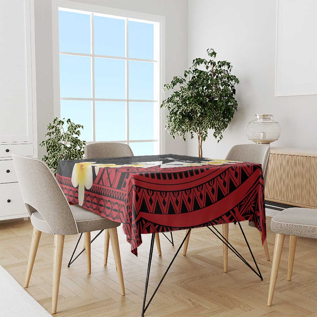 Uvea Chiefdom Wallis and Futuna Personalized Tablecloth Frangipani Flowers Polynesian Pattern