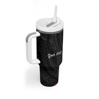 Uvea Chiefdom Wallis and Futuna Personalized Tumbler With Handle Frangipani Flowers Polynesian Pattern