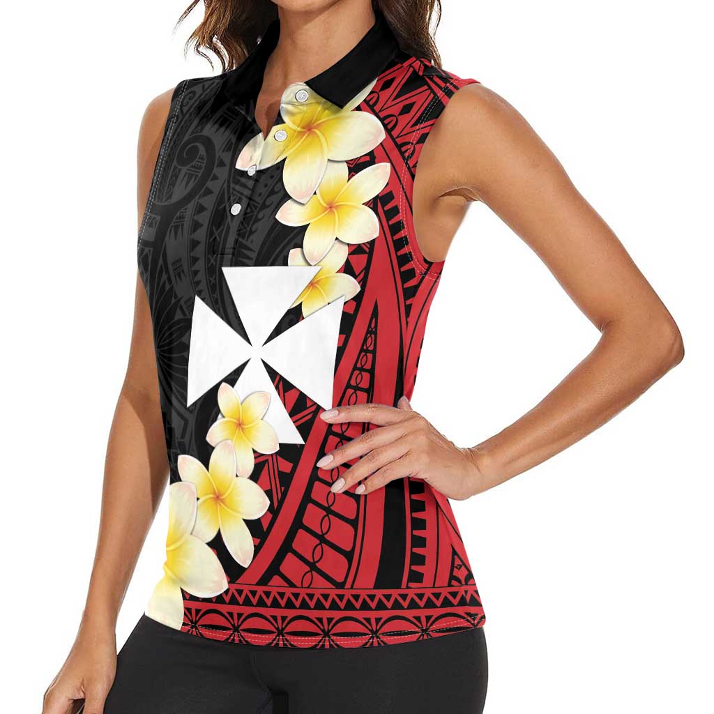 Uvea Chiefdom Wallis and Futuna Personalized Women Sleeveless Polo Shirt Frangipani Flowers Polynesian Pattern LT9 - Polynesian Pride