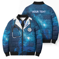 New Zealand Nurses RN Personalised Bomber Puffer Jacket Galaxy Stethoscope Maori Motif LT9 - Polynesian Pride