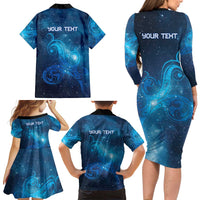New Zealand Nurses RN Personalised Family Matching Long Sleeve Bodycon Dress and Hawaiian Shirt Galaxy Stethoscope Maori Motif LT9 - Polynesian Pride
