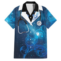 New Zealand Nurses RN Personalised Family Matching Long Sleeve Bodycon Dress and Hawaiian Shirt Galaxy Stethoscope Maori Motif LT9 Dad's Shirt - Short Sleeve Galaxy - Polynesian Pride