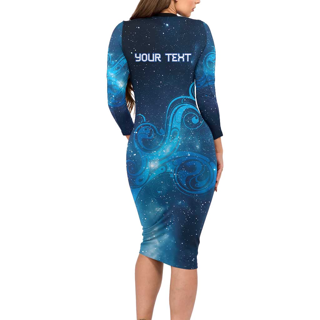 New Zealand Nurses RN Personalised Family Matching Long Sleeve Bodycon Dress and Hawaiian Shirt Galaxy Stethoscope Maori Motif LT9 - Polynesian Pride