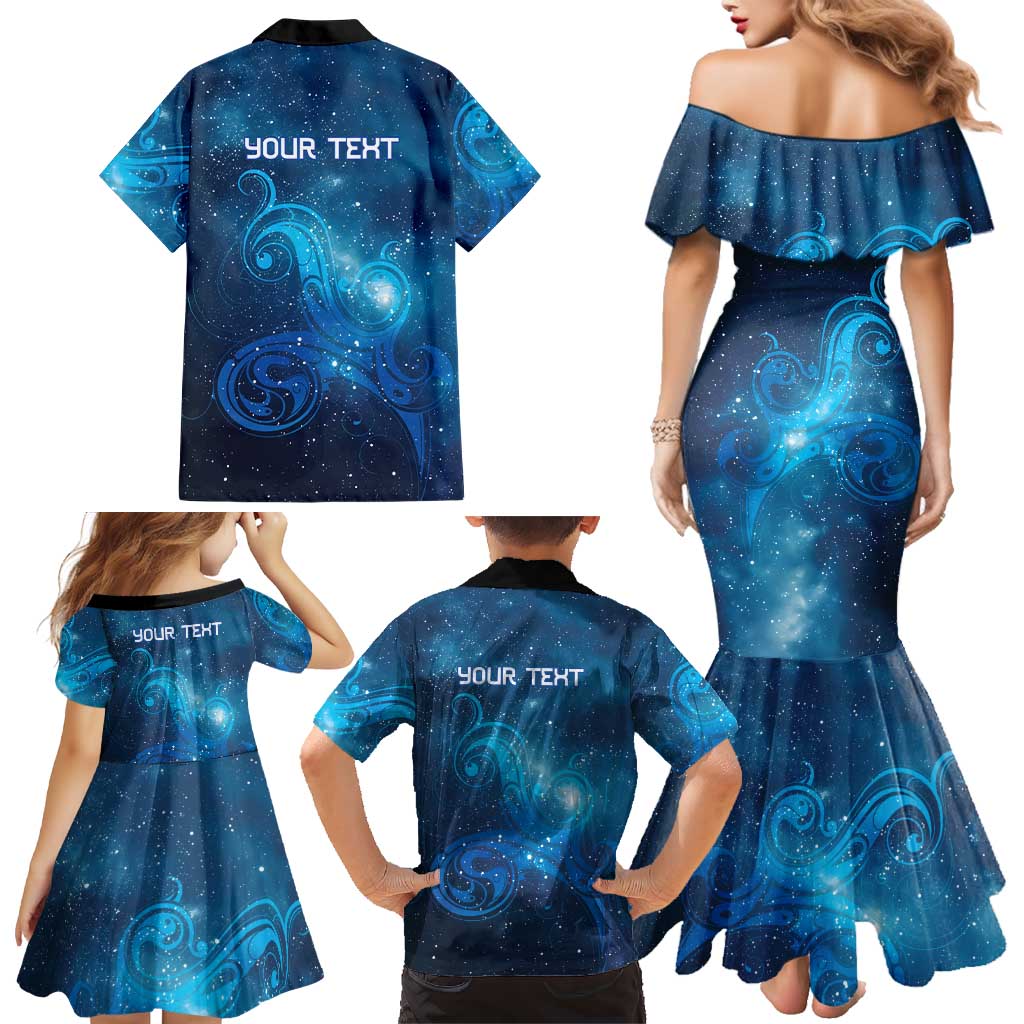 New Zealand Nurses RN Personalised Family Matching Mermaid Dress and Hawaiian Shirt Galaxy Stethoscope Maori Motif LT9 - Polynesian Pride
