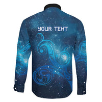New Zealand Nurses RN Personalised Family Matching Off The Shoulder Long Sleeve Dress and Hawaiian Shirt Galaxy Stethoscope Maori Motif LT9 - Polynesian Pride