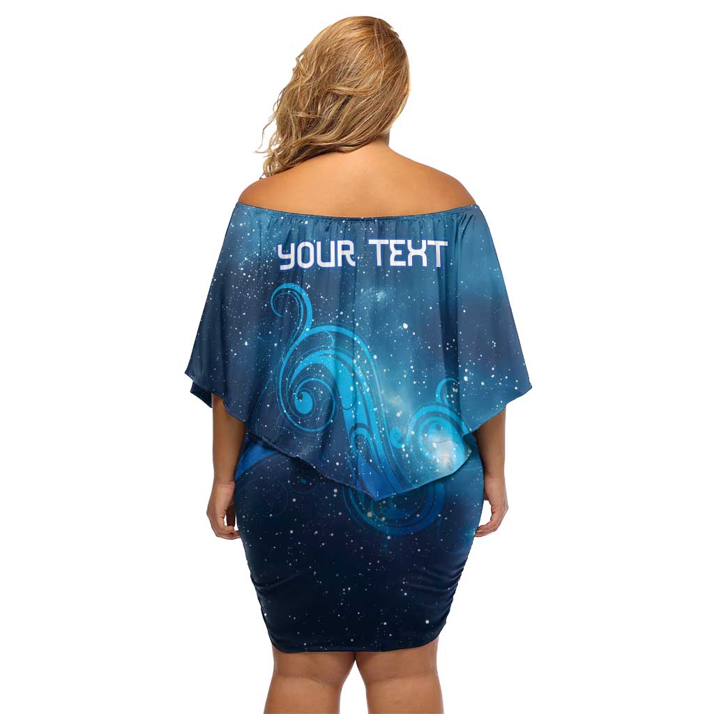 New Zealand Nurses RN Personalised Family Matching Off Shoulder Short Dress and Hawaiian Shirt Galaxy Stethoscope Maori Motif LT9 - Polynesian Pride