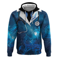 New Zealand Nurses RN Personalised Hoodie Galaxy Stethoscope Maori Motif