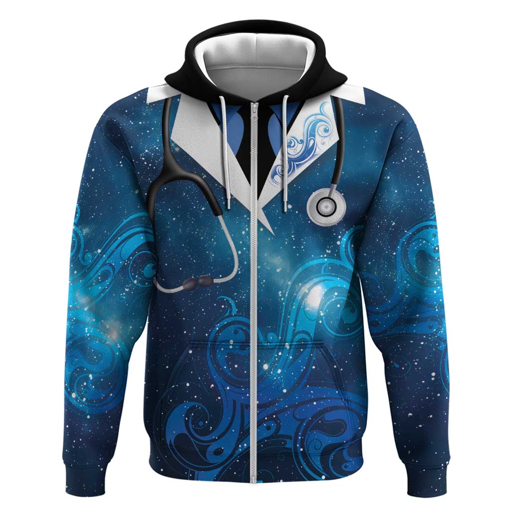 New Zealand Nurses RN Personalised Hoodie Galaxy Stethoscope Maori Motif