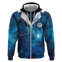 New Zealand Nurses RN Personalised Hoodie Galaxy Stethoscope Maori Motif