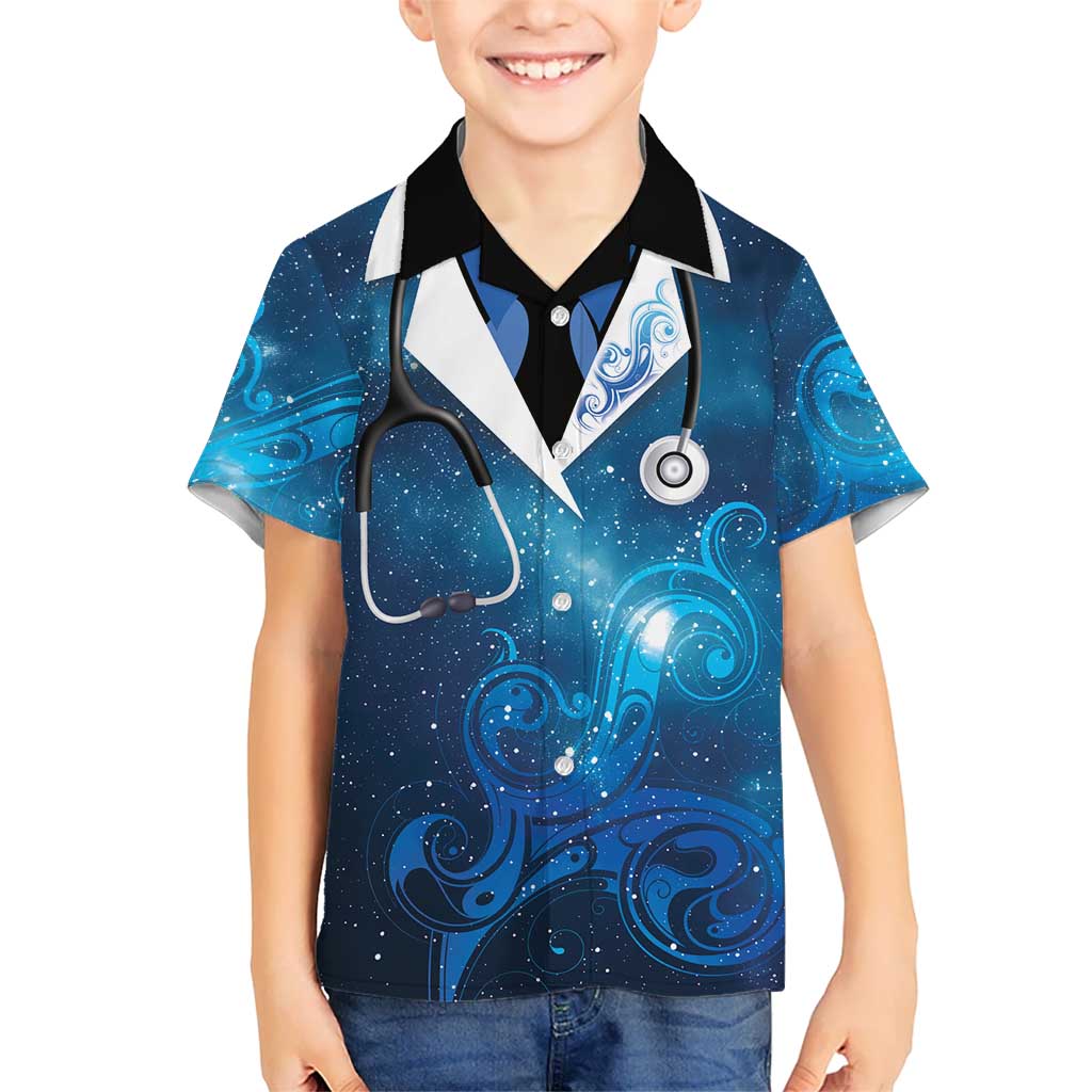New Zealand Nurses RN Personalised Kid Hawaiian Shirt Galaxy Stethoscope Maori Motif