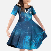 New Zealand Nurses RN Personalised Kid Short Sleeve Dress Galaxy Stethoscope Maori Motif