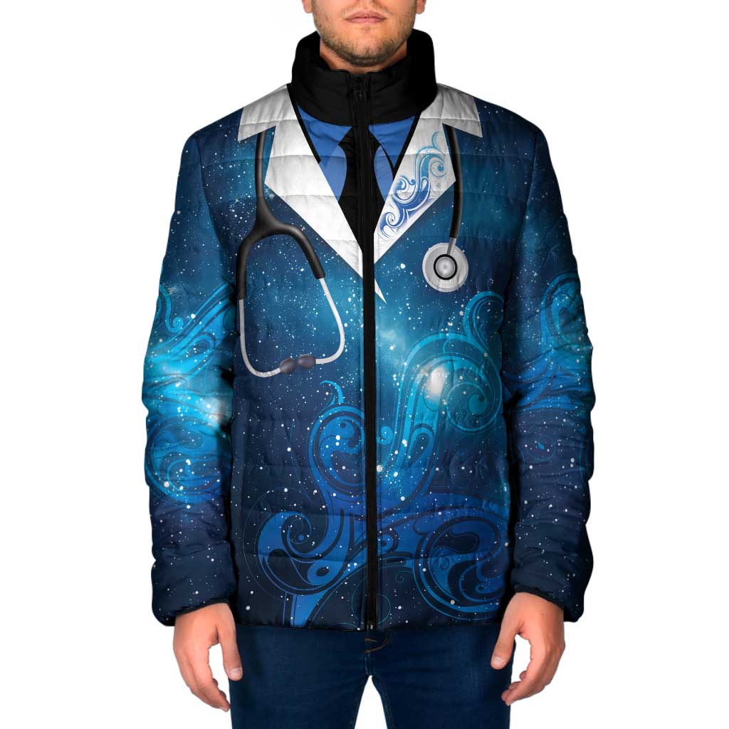 New Zealand Nurses RN Personalised Padded Jacket Galaxy Stethoscope Maori Motif LT9 Men Galaxy - Polynesian Pride