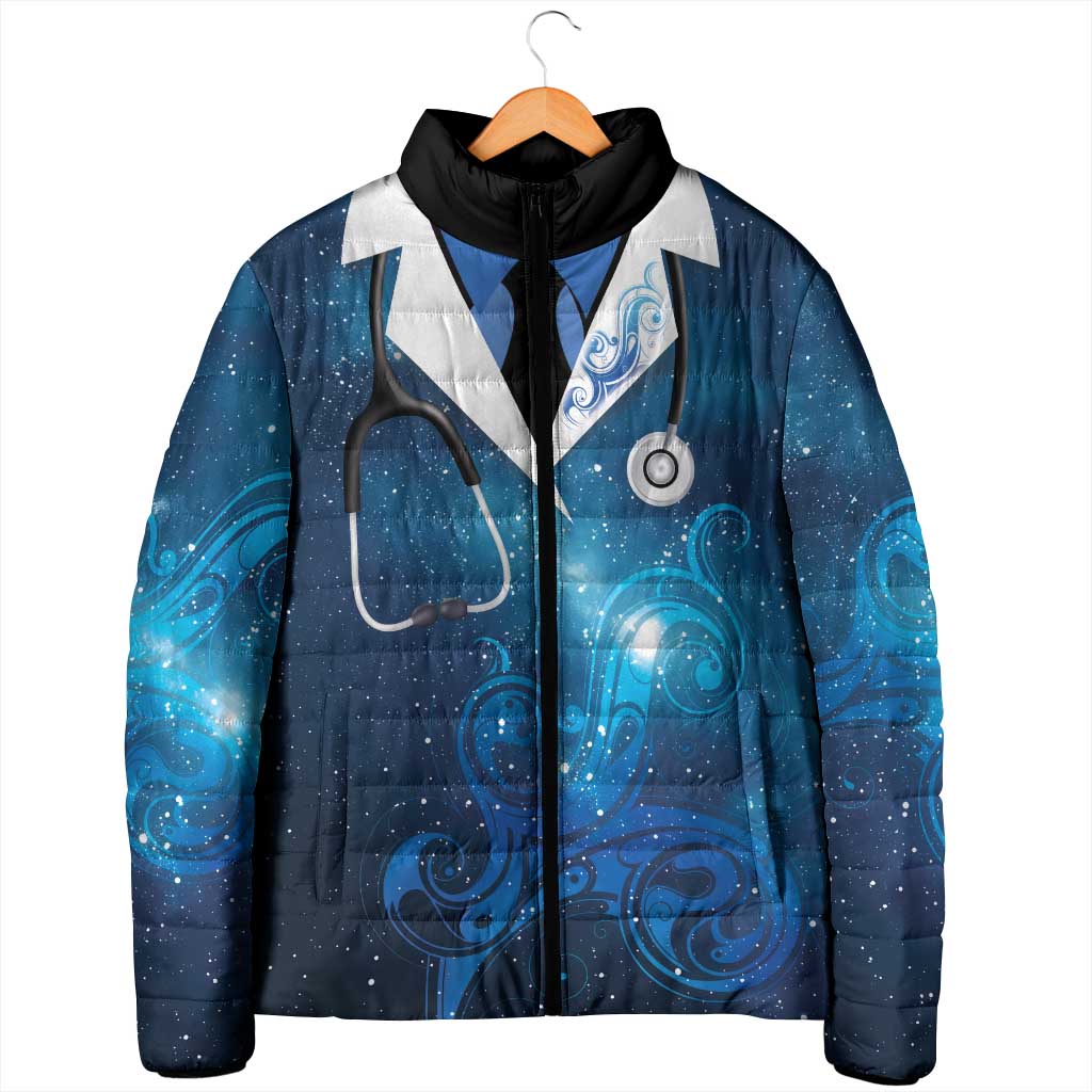 New Zealand Nurses RN Personalised Padded Jacket Galaxy Stethoscope Maori Motif LT9 - Polynesian Pride