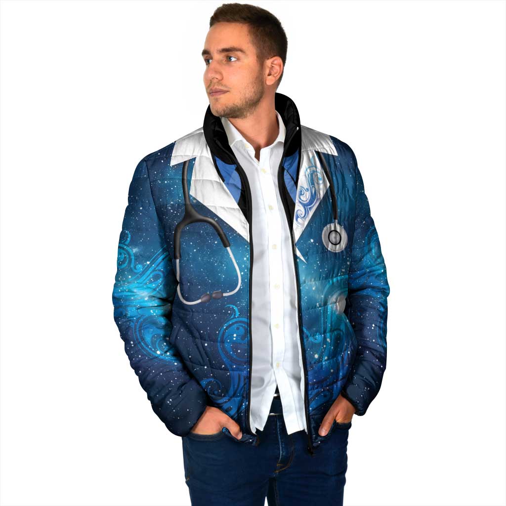 New Zealand Nurses RN Personalised Padded Jacket Galaxy Stethoscope Maori Motif LT9 - Polynesian Pride
