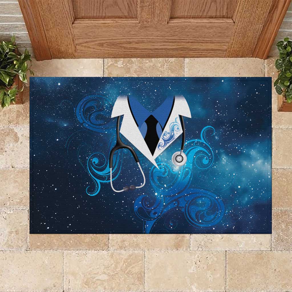 New Zealand Nurses RN Rubber Doormat Galaxy Stethoscope Maori Motif