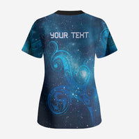 New Zealand Nurses RN Personalised Scrub Top Galaxy Stethoscope Maori Motif LT9 - Polynesian Pride