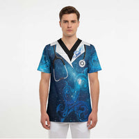 New Zealand Nurses RN Personalised Scrub Top Galaxy Stethoscope Maori Motif LT9 - Polynesian Pride