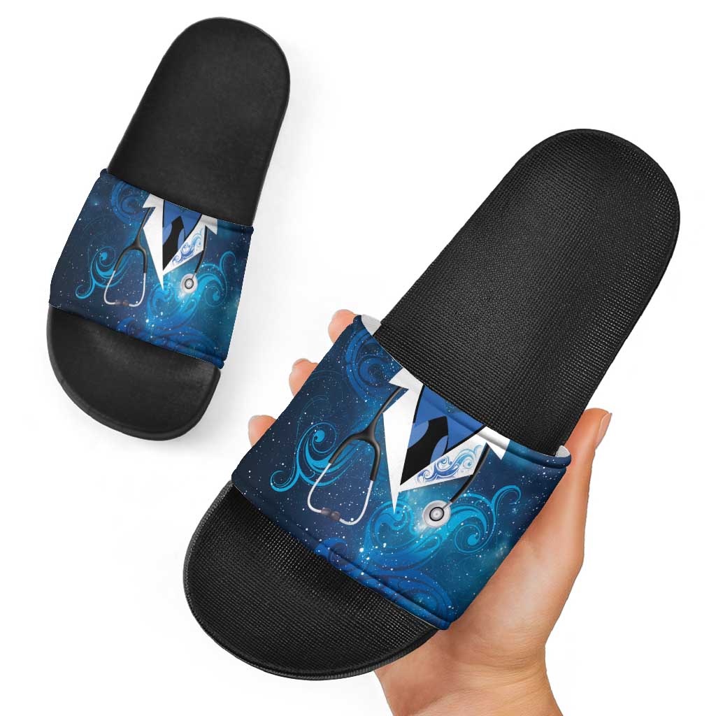 New Zealand Nurses RN Slide Sandals Galaxy Stethoscope Maori Motif