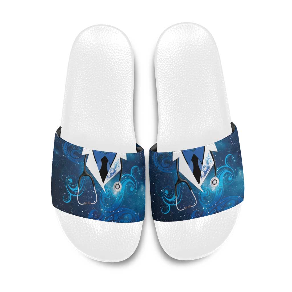 New Zealand Nurses RN Slide Sandals Galaxy Stethoscope Maori Motif