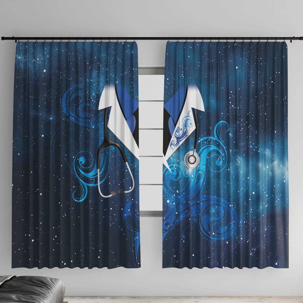 New Zealand Nurses RN Window Curtain Galaxy Stethoscope Maori Motif