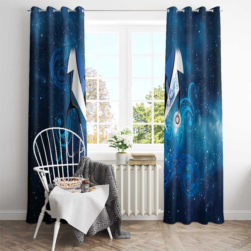 New Zealand Nurses RN Window Curtain Galaxy Stethoscope Maori Motif