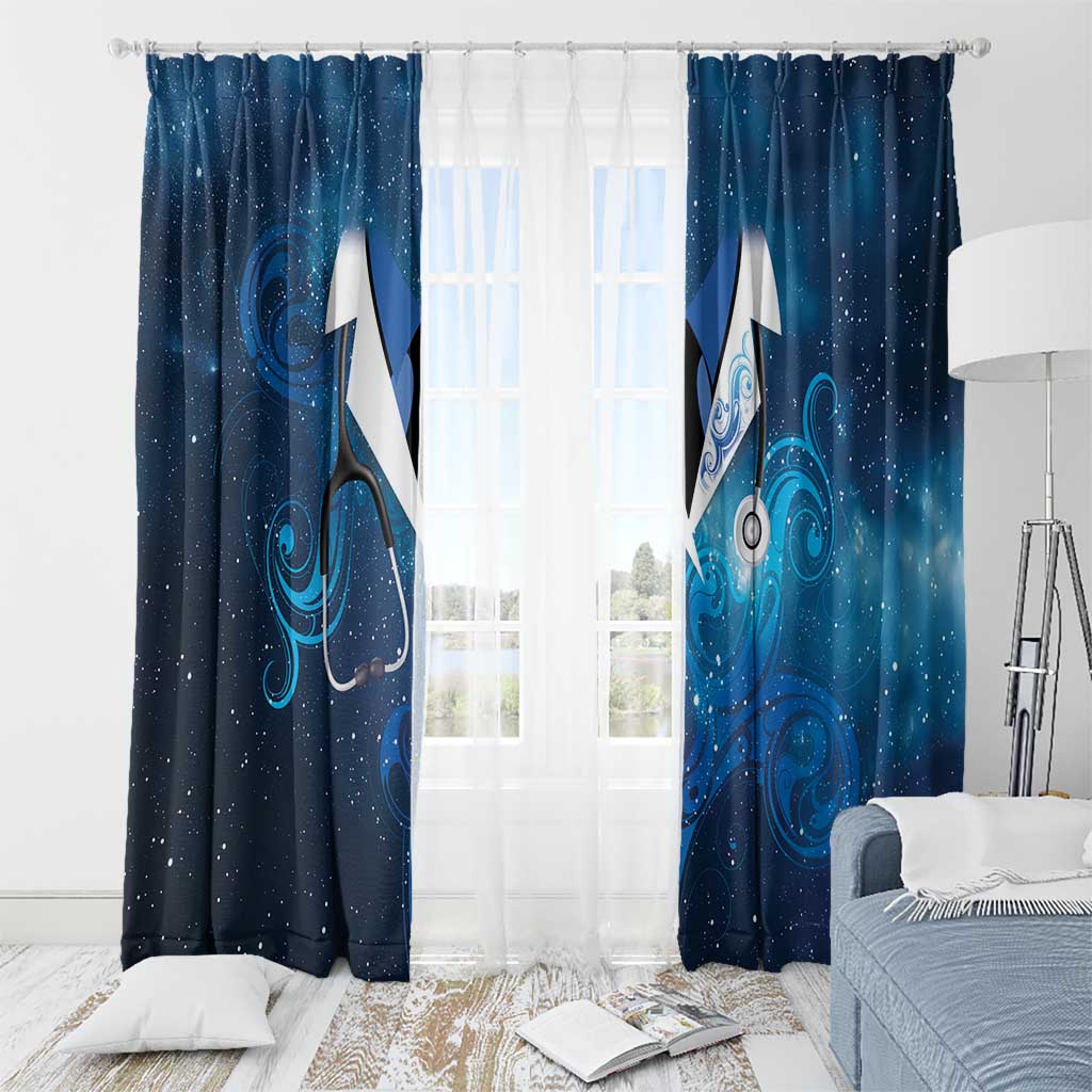New Zealand Nurses RN Window Curtain Galaxy Stethoscope Maori Motif