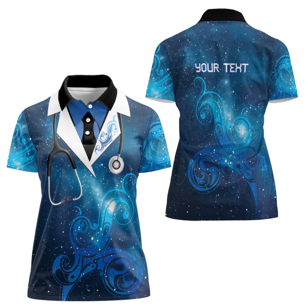 New Zealand Nurses RN Personalised Women Polo Shirt Galaxy Stethoscope Maori Motif LT9 - Polynesian Pride