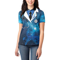 New Zealand Nurses RN Personalised Women Polo Shirt Galaxy Stethoscope Maori Motif LT9 - Polynesian Pride