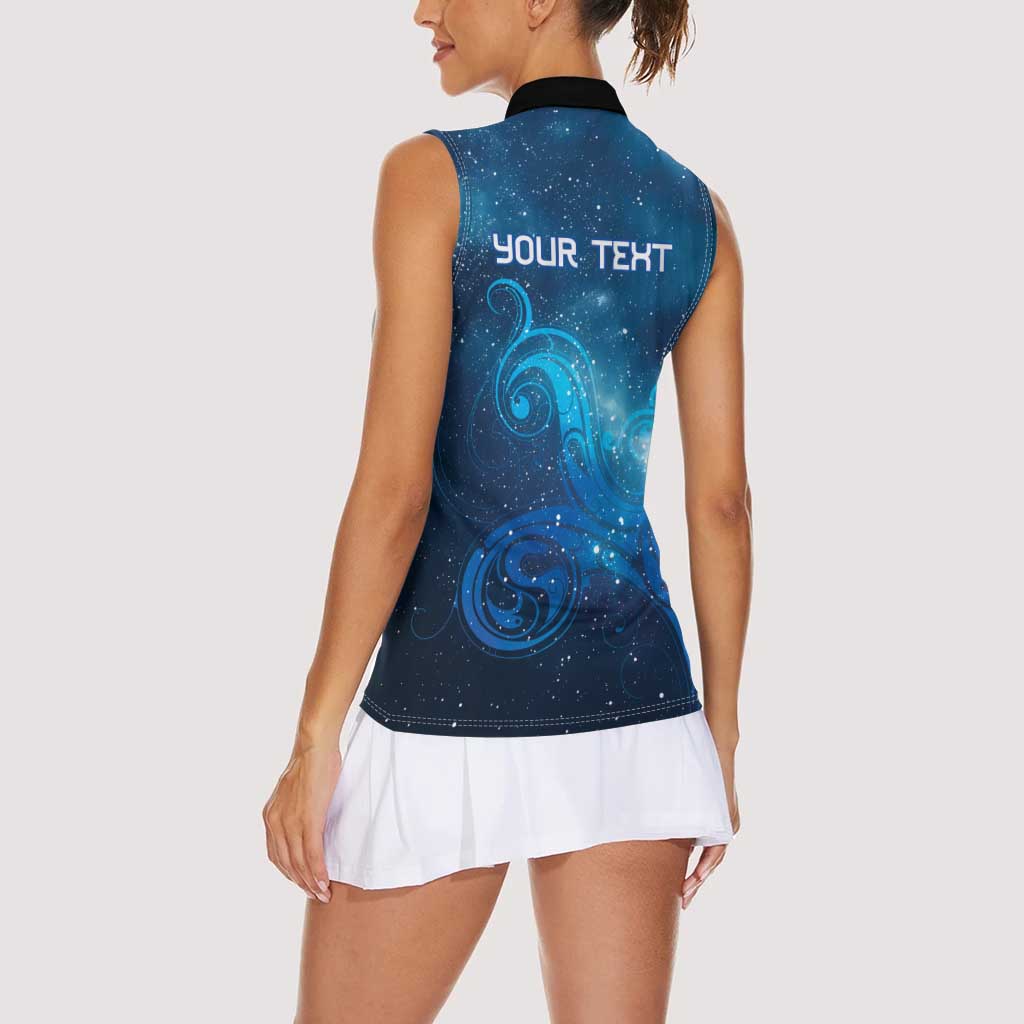 New Zealand Nurses RN Personalised Women Sleeveless Polo Shirt Galaxy Stethoscope Maori Motif LT9 - Polynesian Pride