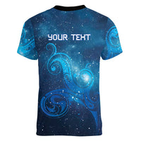 New Zealand Nurses RN Personalised Women V-Neck T-Shirt Galaxy Stethoscope Maori Motif LT9 - Polynesian Pride