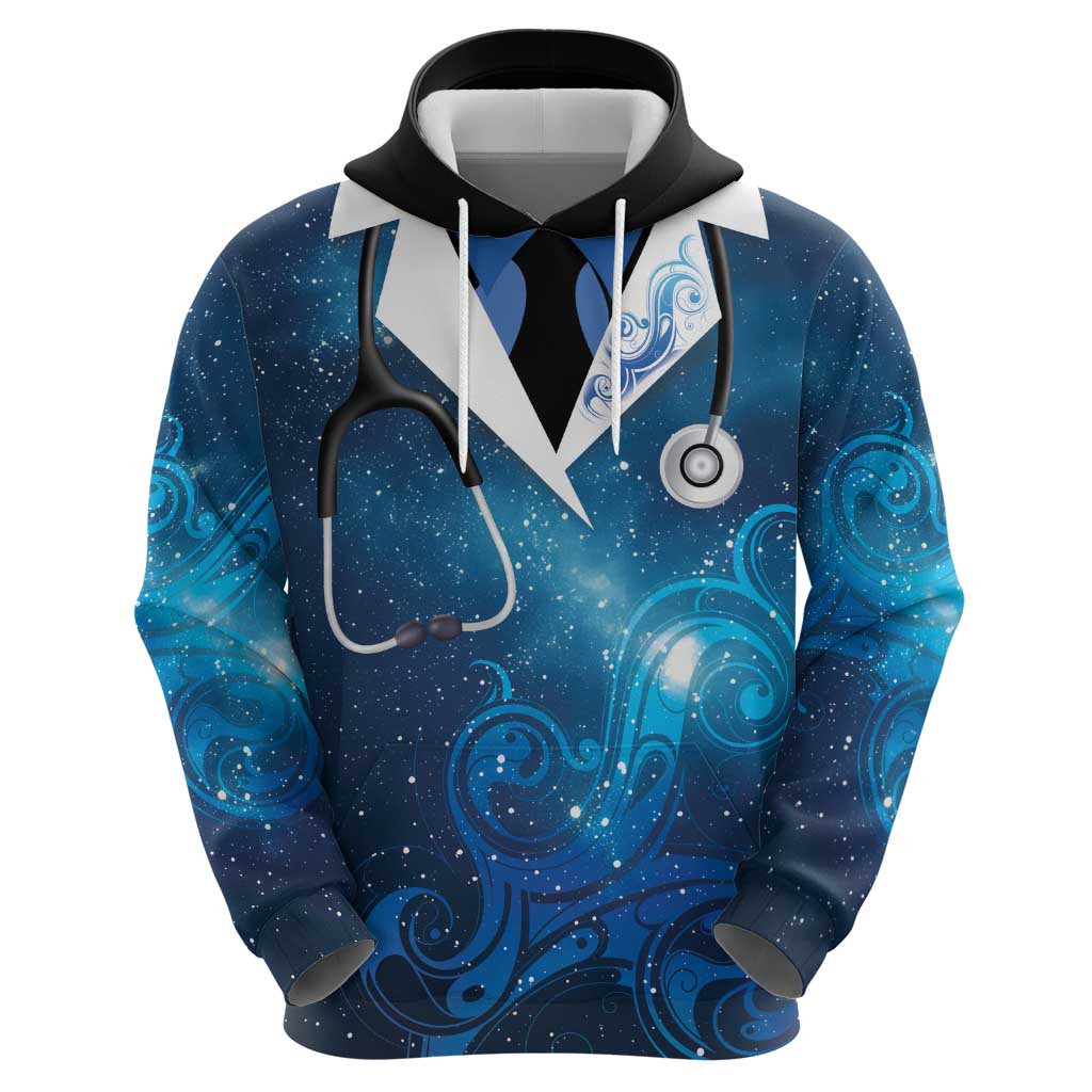 New Zealand Nurses RN Personalised Zip Hoodie Galaxy Stethoscope Maori Motif