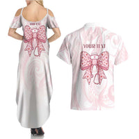 New Zealand Nurses RN Personalised Couples Matching Summer Maxi Dress and Hawaiian Shirt Pink Stethoscope Coquette Bow Maori Motif LT9 - Polynesian Pride