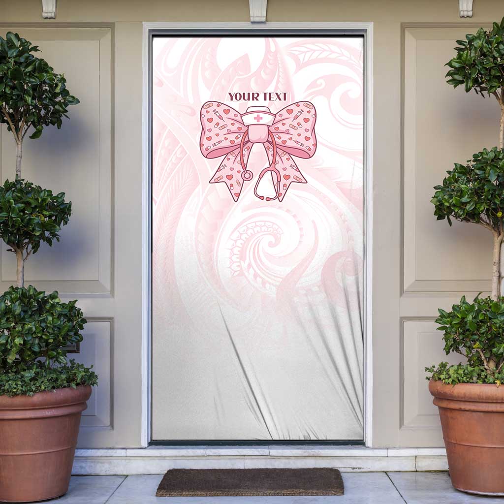 New Zealand Nurses RN Personalised Door Cover Pink Stethoscope Coquette Bow Maori Motif LT9 Pink - Polynesian Pride