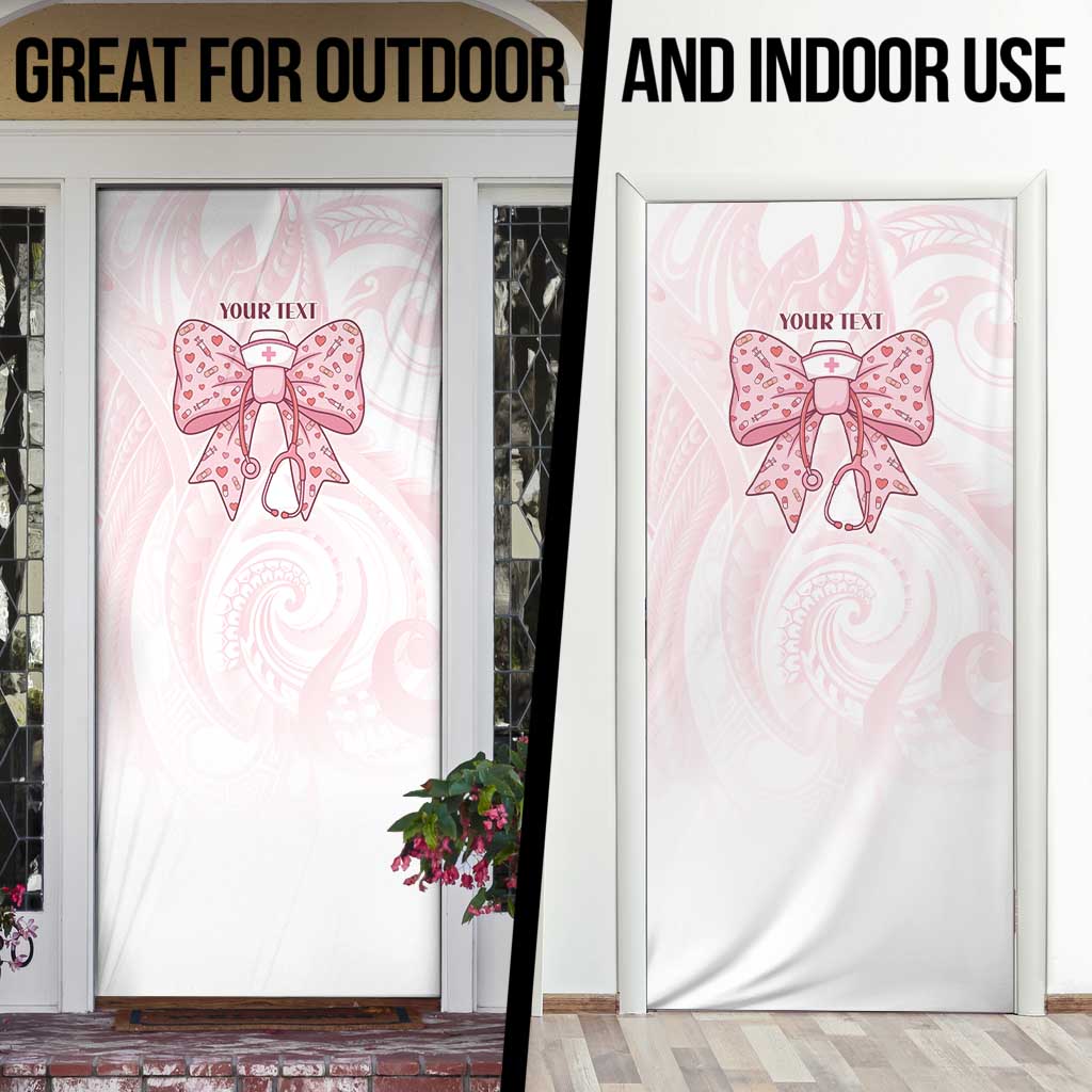 New Zealand Nurses RN Personalised Door Cover Pink Stethoscope Coquette Bow Maori Motif LT9 - Polynesian Pride