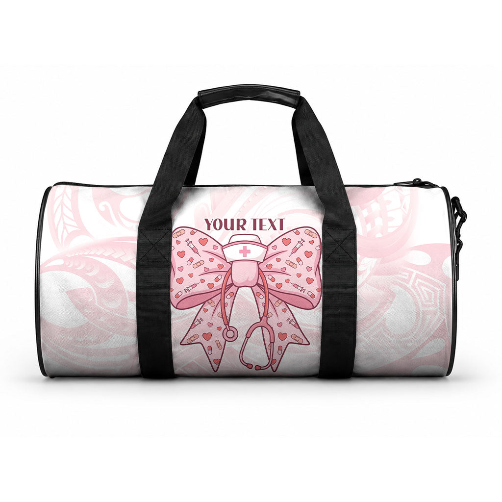 New Zealand Nurses RN Personalised Duffle Bag Pink Stethoscope Coquette Bow Maori Motif LT9 One size Blue - Polynesian Pride