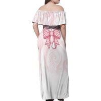 New Zealand Nurses RN Personalised Family Matching Off Shoulder Maxi Dress and Hawaiian Shirt Pink Stethoscope Coquette Bow Maori Motif LT9 - Polynesian Pride