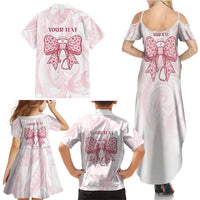 New Zealand Nurses RN Personalised Family Matching Summer Maxi Dress and Hawaiian Shirt Pink Stethoscope Coquette Bow Maori Motif LT9 - Polynesian Pride