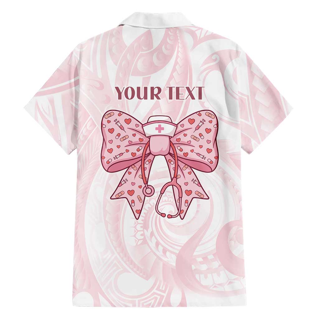 New Zealand Nurses RN Personalised Hawaiian Shirt Pink Stethoscope Coquette Bow Maori Motif LT9 - Polynesian Pride