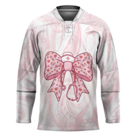 New Zealand Nurses RN Personalised Hockey Jersey Pink Stethoscope Coquette Bow Maori Motif LT9 Unisex Pink - Polynesian Pride