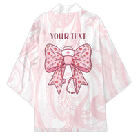 New Zealand Nurses RN Personalised Kimono Pink Stethoscope Coquette Bow Maori Motif LT9 - Polynesian Pride