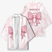 New Zealand Nurses RN Personalised Kimono Pink Stethoscope Coquette Bow Maori Motif LT9 - Polynesian Pride